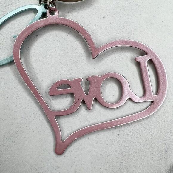 Pastel Pink and Blue Heart Love Butterfly Cut Out Keychain Keyring - Picture 9 of 9